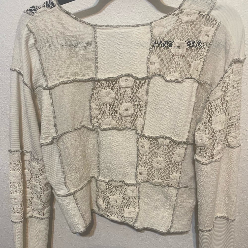 Ultra Pink brand Cream Patchwork Knit Sweater Woman's size medium ***Y2K - Picture 4 of 4